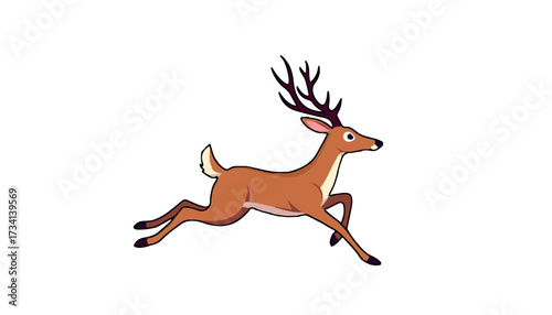 A galloping deer. Cartoon style. Isolated on transparent background.