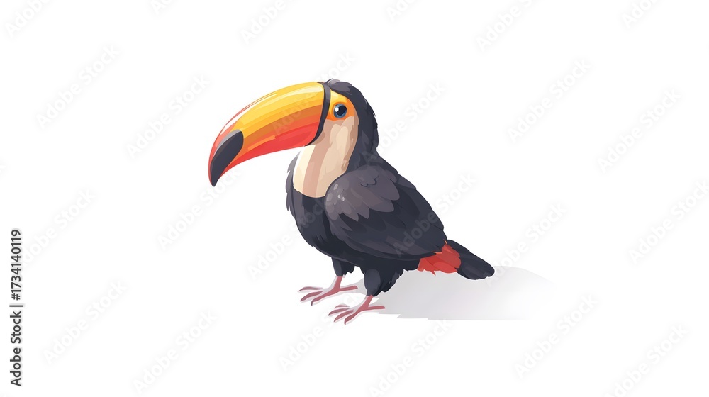 Naklejka premium Colorful Toucan with Vibrant Beak on White Background