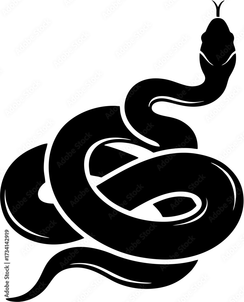 Fototapeta premium Black snake silhouette isolated 