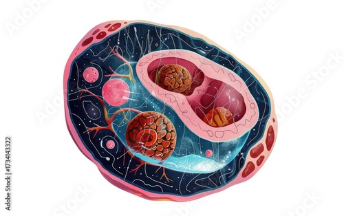 Cell Anatomy Cross Section Diagram for Medical Education, showing cellular detail