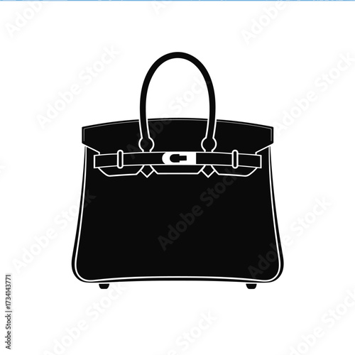 Minimalist Black and White Luxury Handbag Illustration
