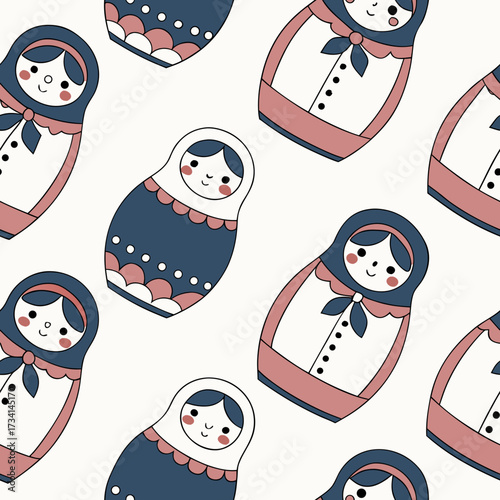 Colorful matryoshka doll pattern on soft background  