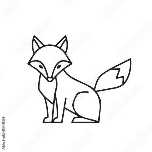 Minimalist line art of a stylized fox