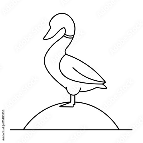 Goose standing on ground line icon. Vector illustration editable stroke