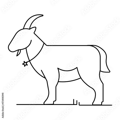 Goat Line Icon Vector, Farm Animal Editable Stroke Illustration