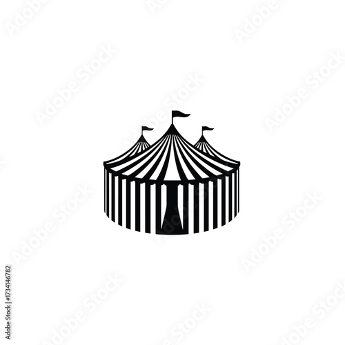 Minimalist Black and White Geometric Circus Tent Logo