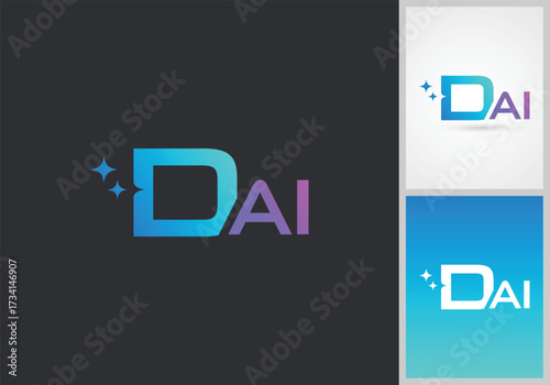 D letter Artificial intelligence logo design colorful gradient