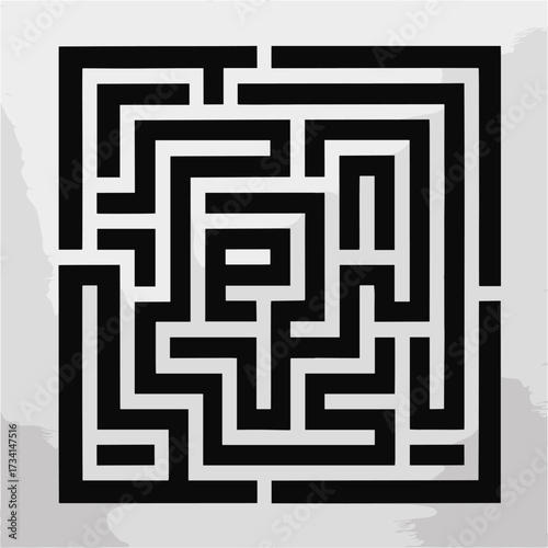 Abstract Black and White Geometric Maze Design