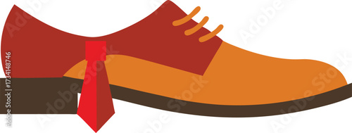 Classic leather dress shoe tie and belt vector illustration scalable eps icon for formal wear