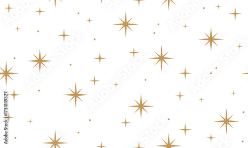 Golden star seamless pattern for Christmas and New Year background. Seamless pattern. Stars texture. Merry Christmas and Happy New Year design. Winter holiday. Happy holiday. Decor for the New year