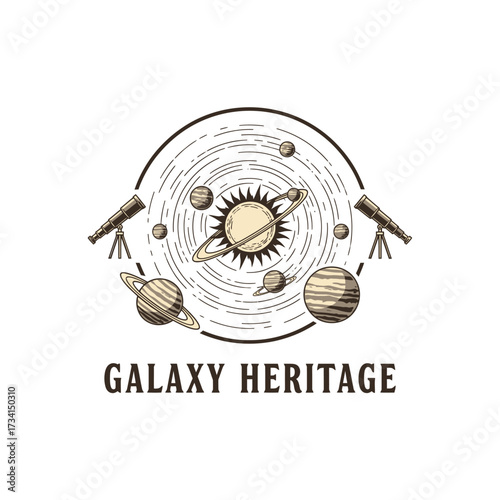 sputnik galactic universe space  stars logo illustration