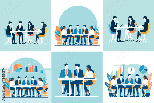 Teamwork, Management and Business Growth Icon Collection