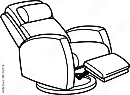 Reclining massage chair outline design for creative coloring book fun isolated on transparent background line art illustration for coloring book
