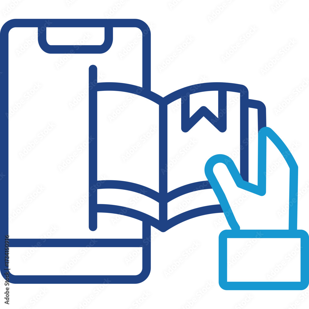 Obraz premium E-Book line color icon