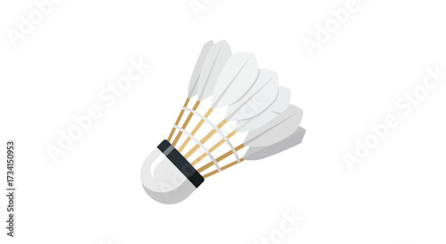 A white shuttlecock with black base and feathered end a striking silhouette