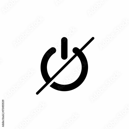 Flat power off icon, unavailable or disabled symbol vector