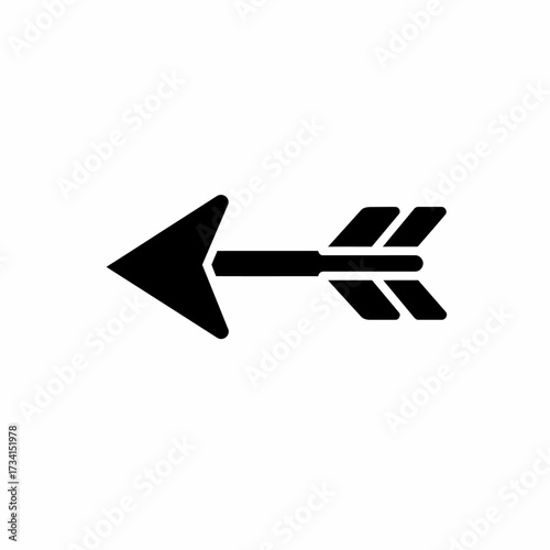 Minimalist black arrow icon pointing left for direction symbol