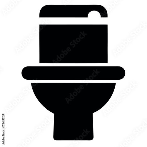 Black and White Toilet Icon Modern Restroom Fixture Design, Illustration