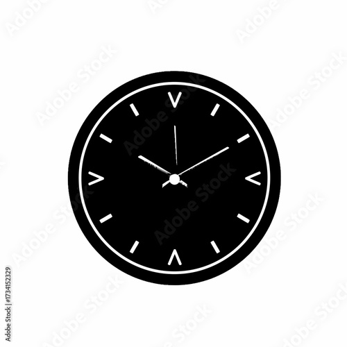 Minimalist black wall clock face icon for time management concepts