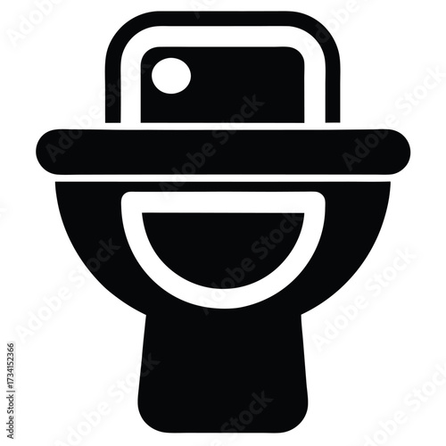 Black Toilet Illustration Clean Design, Modern Bathroom Fixture, Plumbing, and Restroom Symbol