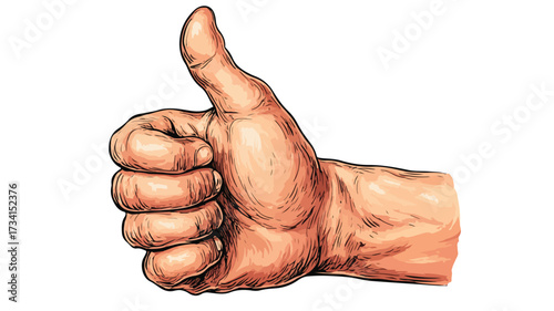 Hand Showing Thumbs-Up Vector Illustration in Carton Style
