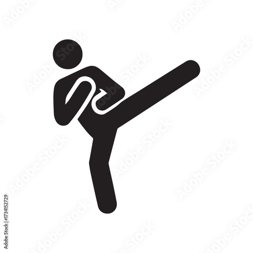 Dynamic silhouette of a martial artist executing a powerful side kick in a combat stance symbolizing strength discipline and athleticism for sports and fitness concepts silhouette