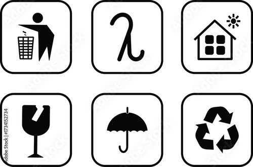 packaging label cargo isolated symbols, Package Symbols business, sticker, illustration, 
