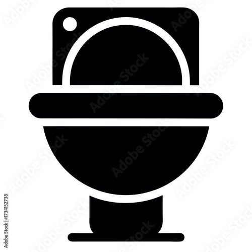 Isolated Black Toilet Icon Depicting a Clean Modern Design for Sanitary Facilities and Plumbing