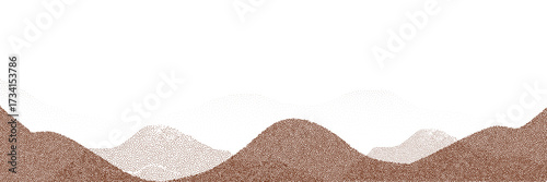 Light background with chocolate crumbs and brown cocoa powder creating sandy textured backdrop.