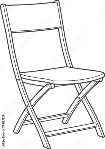 Simple folding chair outline for coloring book fun and creative art projects isolated on transparent background line art illustration for coloring book

