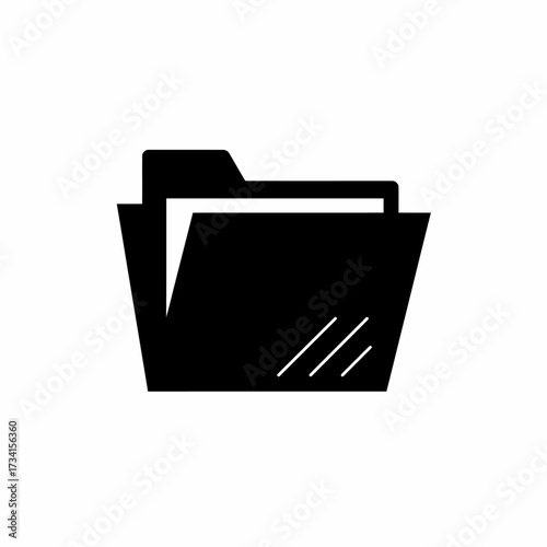 Simple glyph icon of a file folder for documents and archives