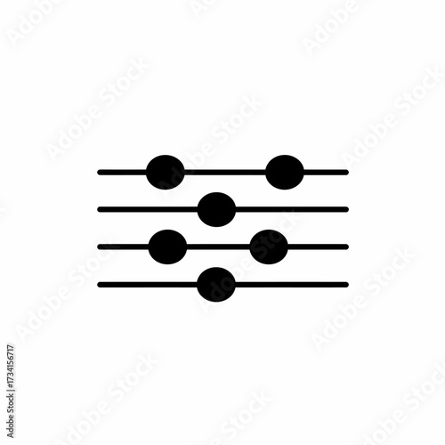 Monochrome abstract symbol with connected dots on parallel lines