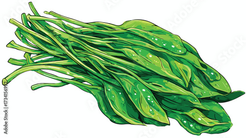 Exquisite Vietnamese Stir-Fried Water Spinach Dish - Culinary Art Photography