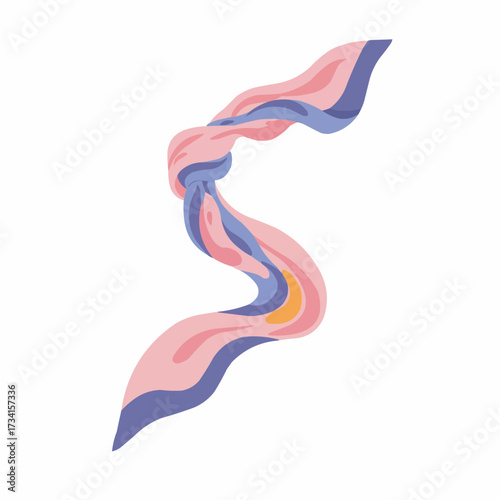 Colorful silk scarf with abstract patterns on a white background  