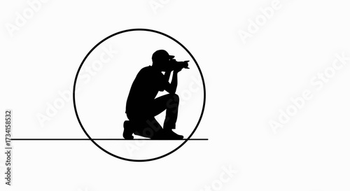 Capturing moments dynamically, a street photographer crouches low, focused on the shot.