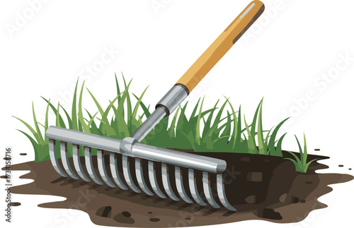 Garden Rake Farm Tool Soil Cultivation Springtime Season Horticulture