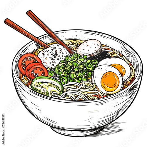 Steaming Japanese miso soy pork ramen with glossy noodles, tender slices, glowing eggs, and savory broth symbolizing harmony, renewal, and joy 
