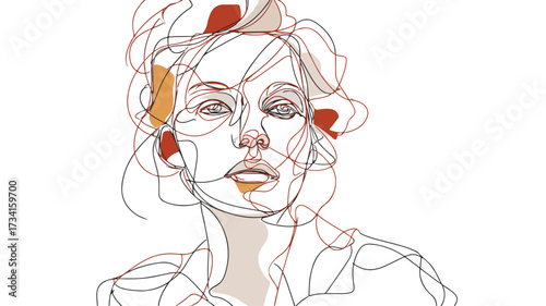 Elegant Continuous Line Art Woman Portrait Vector Illustration