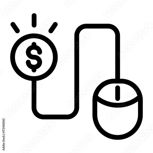 Symbolizes payment methods and PPC actions — an outline for clicks, ad spend, and monetization.