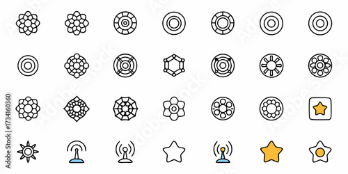 Collection of modern line icons for web design and app development, offering diverse creative design assets for professional projects, crafted from scalable vector graphics