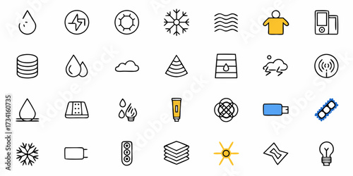 Vibrant collection of modern icons representing technology, nature, and essential concepts for dynamic visual storytelling and design projects.