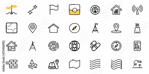Discover your next adventure with these essential navigation and discovery icons, perfect for travel blogs, maps, and location-based apps, inspiring journeys