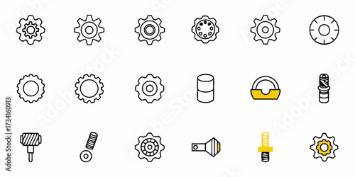 Dynamic collection of industrial gears and mechanical components, perfect for engineering, manufacturing, and technology concepts, showcasing precision and innovation.