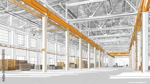 Empty Industrial Warehouse Vector Illustration for Creative Projects