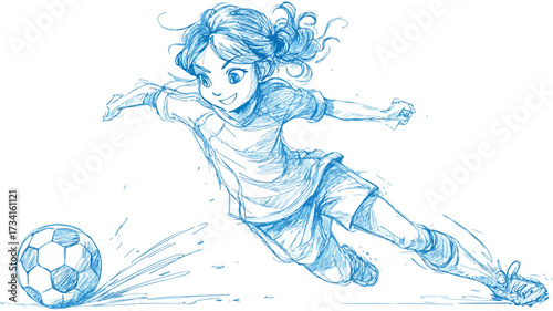 Energetic Smiling Soccer Player Girl Running Action Shot