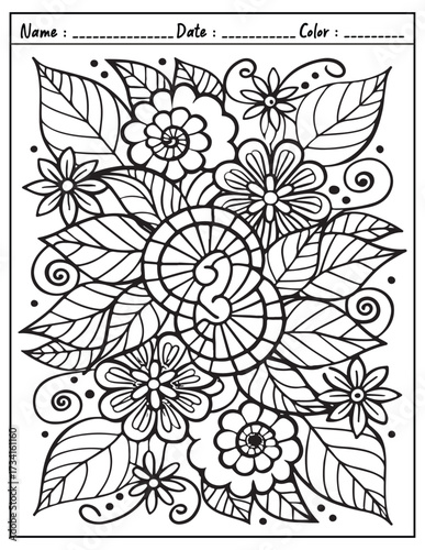 Mandala Coloring Page & Book for Adults and Kid. High resolution (300 DPI), Ready to print on standard 8.5x11-(A4) inch paper With (No Bleed), Black and White. Vector illustration