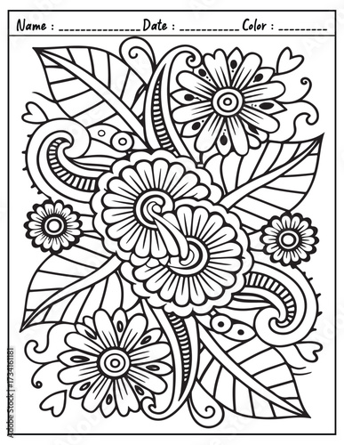 Mandala Coloring Page & Book for Adults and Kid. High resolution (300 DPI), Ready to print on standard 8.5x11-(A4) inch paper With (No Bleed), Black and White. Vector illustration