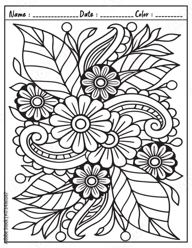 Mandala Coloring Page & Book for Adults and Kid. High resolution (300 DPI), Ready to print on standard 8.5x11-(A4) inch paper With (No Bleed), Black and White. Vector illustration