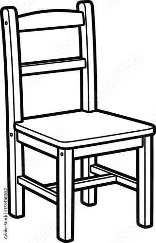 Simple wooden chair outline design for coloring book fun and creativity isolated on transparent background line art illustration for coloring book
