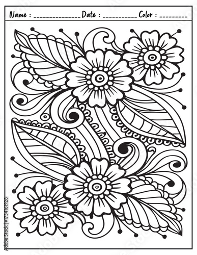 Mandala Coloring Page & Book for Adults and Kid. High resolution (300 DPI), Ready to print on standard 8.5x11-(A4) inch paper With (No Bleed), Black and White. Vector illustration
